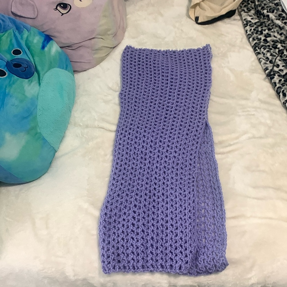 Handmade crochet lilac purple skirt with white trim